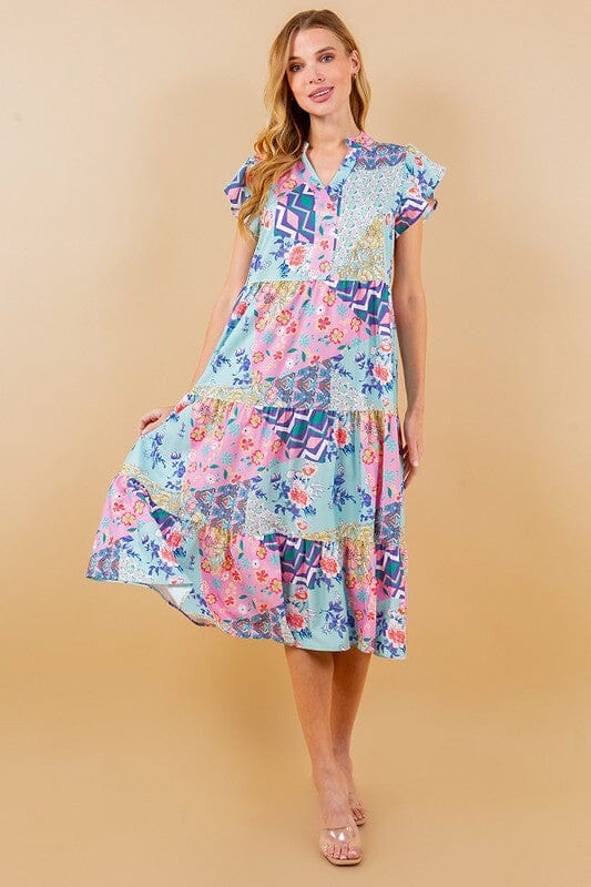 Spring Multi Print Flutter Sleeve Sundayup