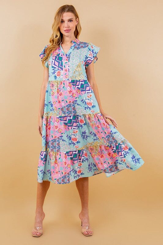 Spring Multi Print Flutter Sleeve Sundayup
