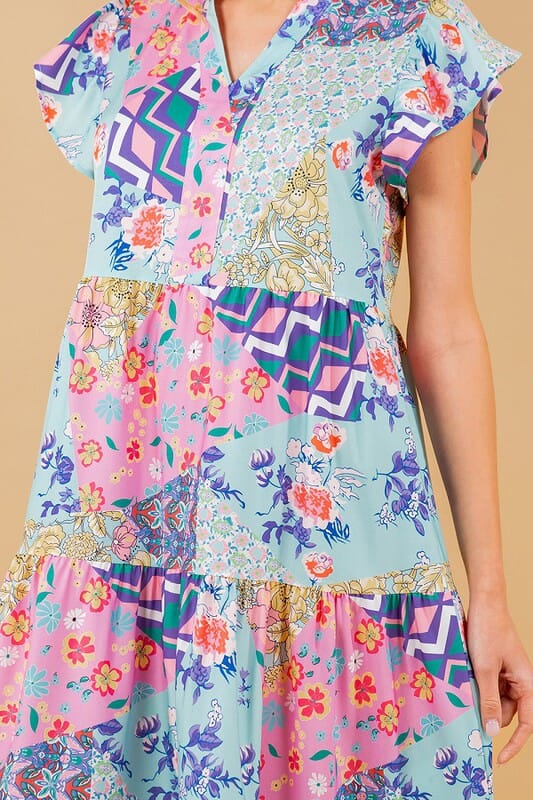 Spring Multi Print Flutter Sleeve Sundayup