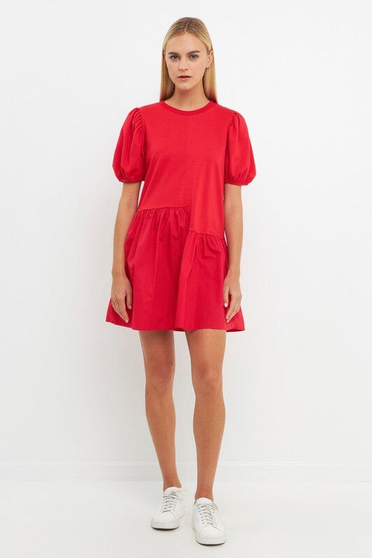 Spring Unbalanced Hem Dress English Factory