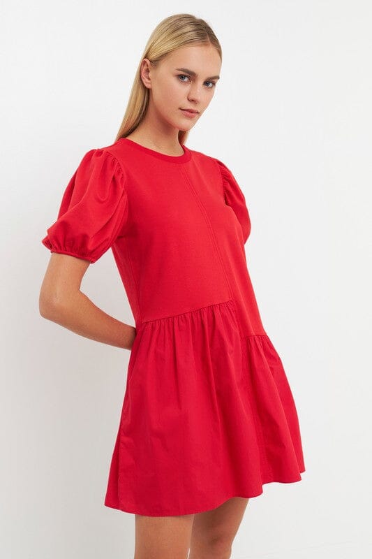 Spring Unbalanced Hem Dress English Factory