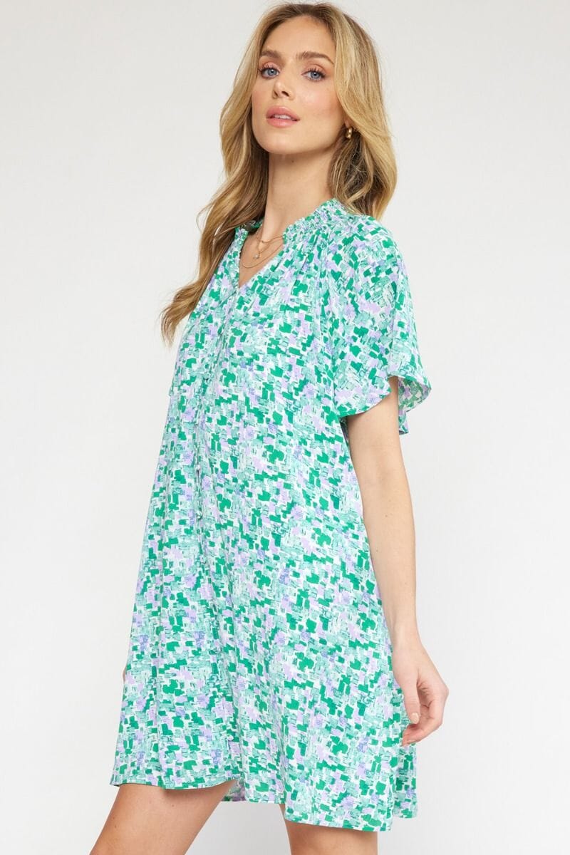Square Abstract Printed Shift Dress entro