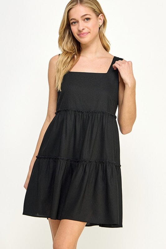 Square Neck Linen Dress 2 hearts