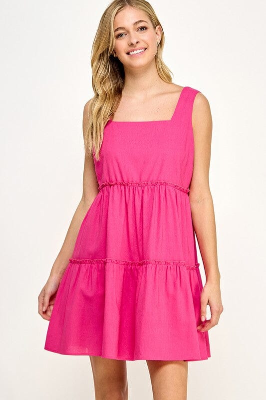 Square Neck Linen Dress 2 hearts