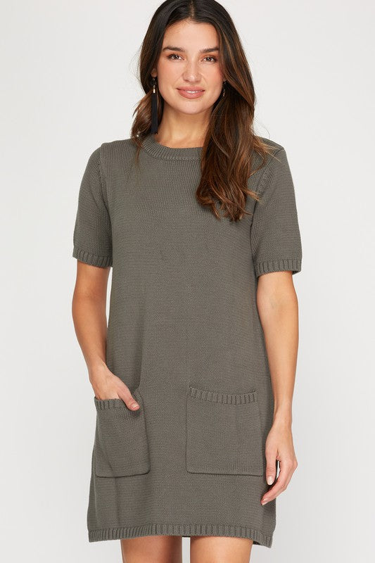 SS Pocket Front Sweater Dress a beauty bnb