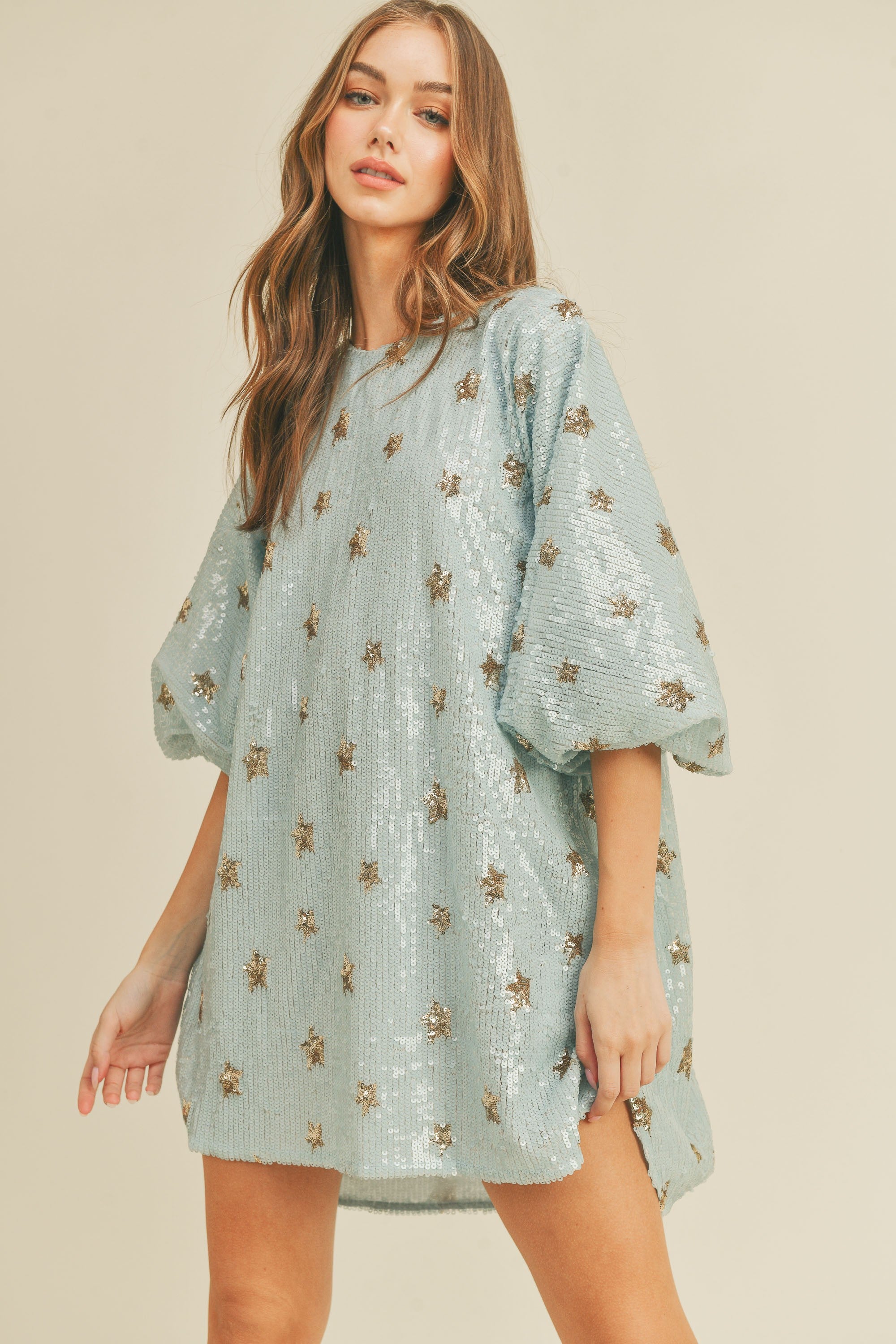 Star Sequin Tunic Dress SNAP-Something New And Pretty Star Sequin Tunic Dress SNAP-Something New And Pretty