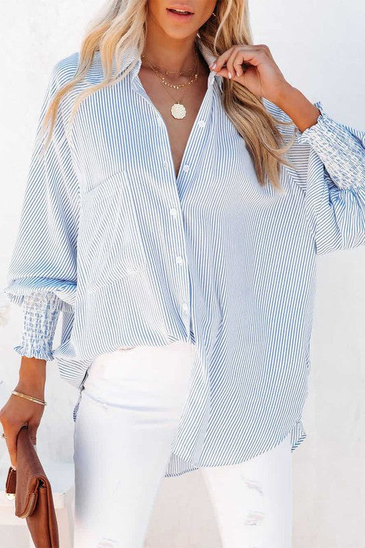Stripe Cuff Boyfriend Shirt FINAL SALE Shewin