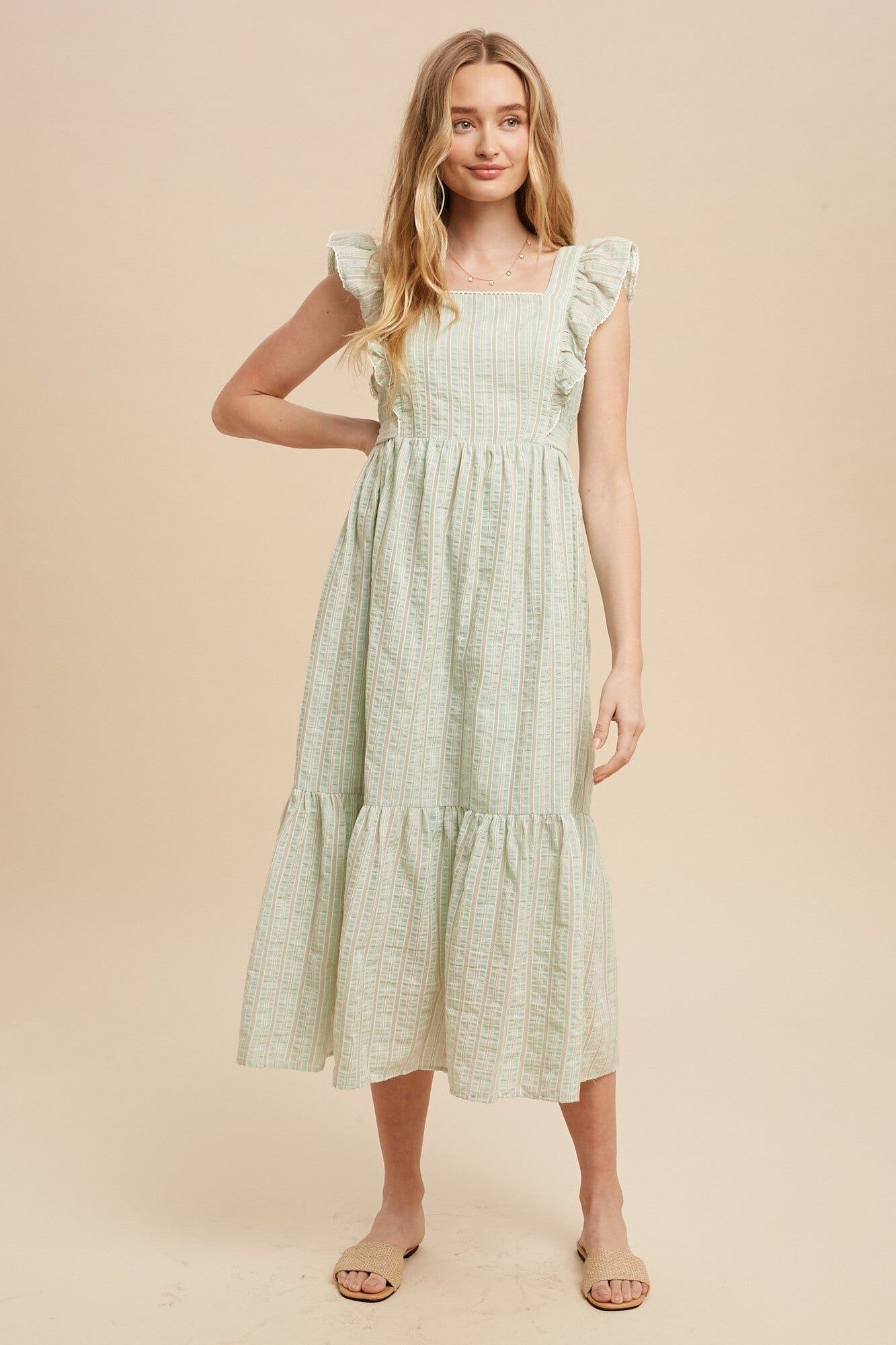 Stripe Pinafore Dress In Loom