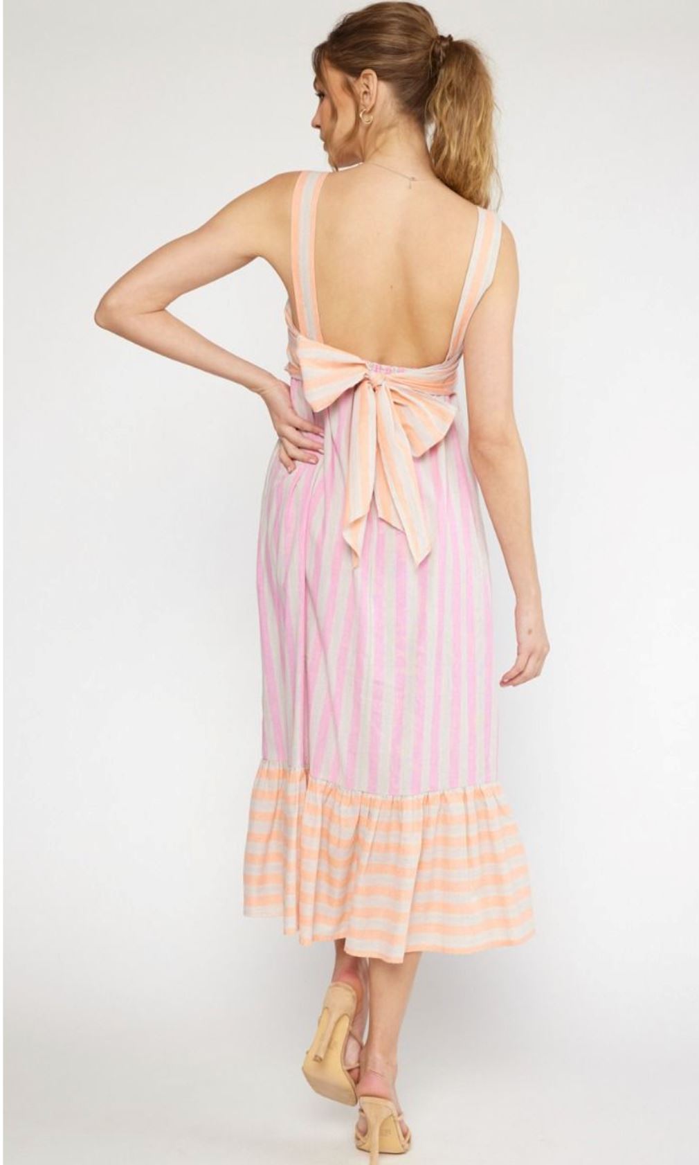 Striped Colorblock Tiered Dress BOW entro