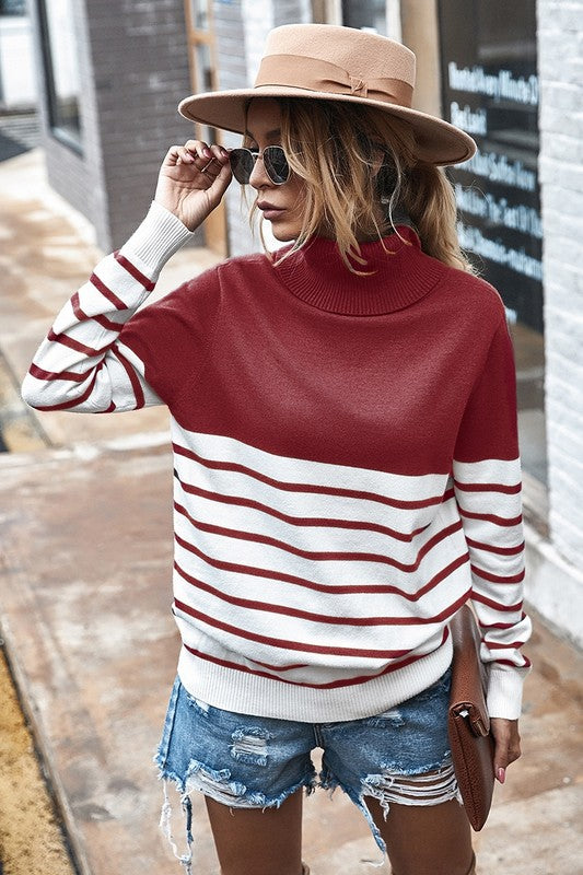 Striped Colorblock Turtleneckk supreme fashion