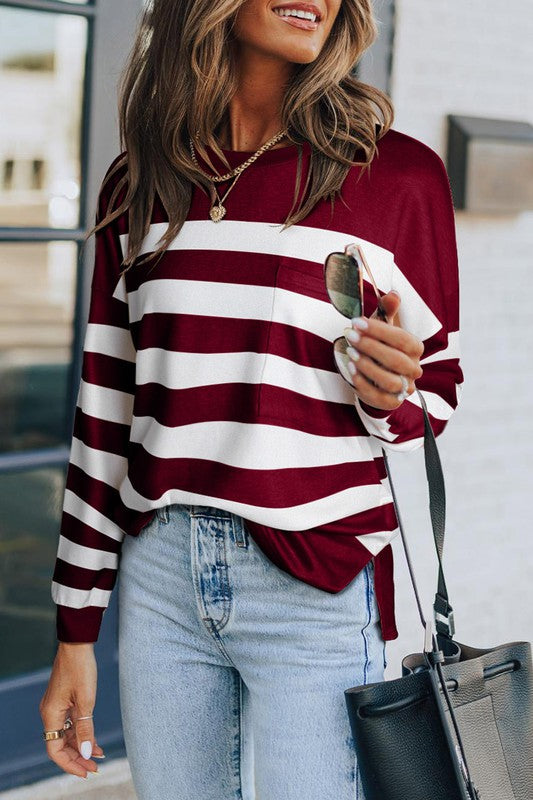Striped Knit Tee Shewin