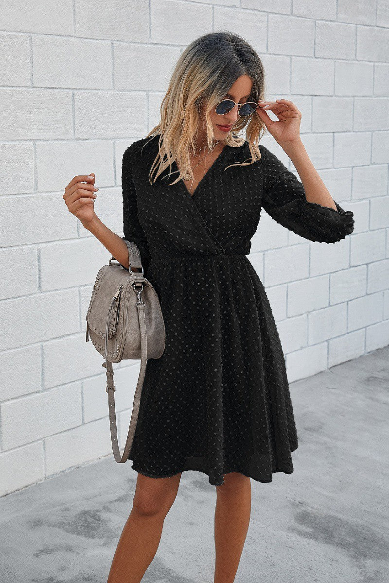 Swiss Dot V Neck Dress supreme fashion