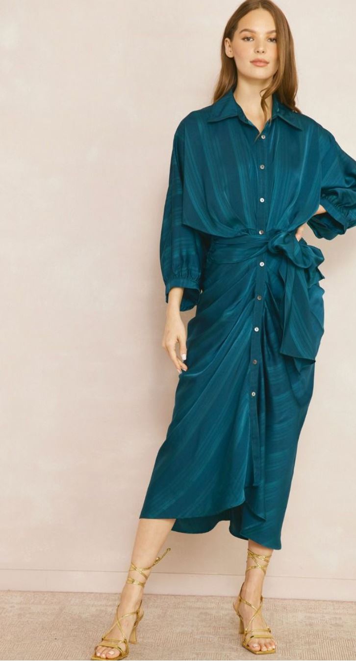 Textured 3/4 Sleeve Dress entro