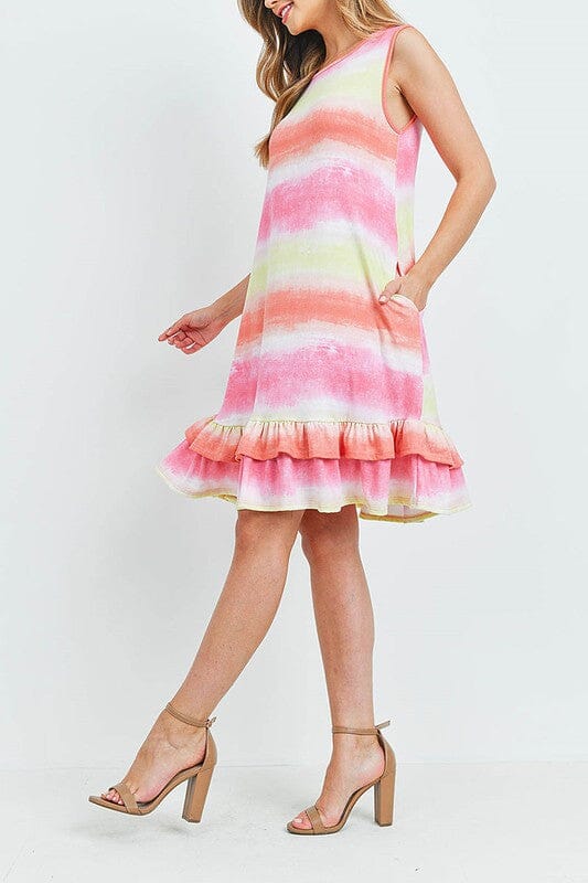 Tie Dye Ruffle Hem Dress rousseau