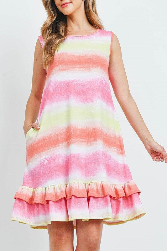 Tie Dye Ruffle Hem Dress rousseau