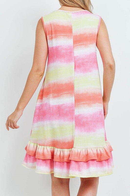 Tie Dye Ruffle Hem Dress rousseau