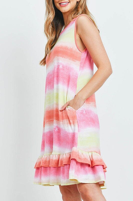 Tie Dye Ruffle Hem Dress rousseau