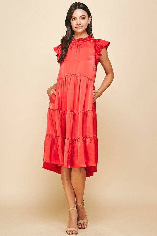 Tiered Satin Midi Pinch