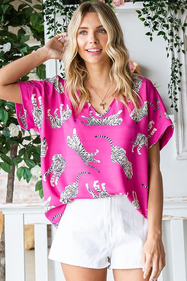 Tiger Drop Shoulder Top First Love