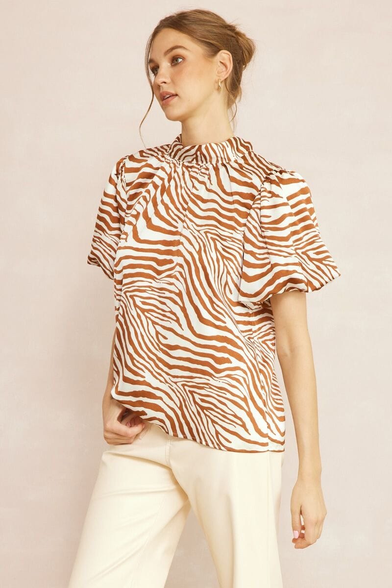 Tiger Striped Bow Back Top entro