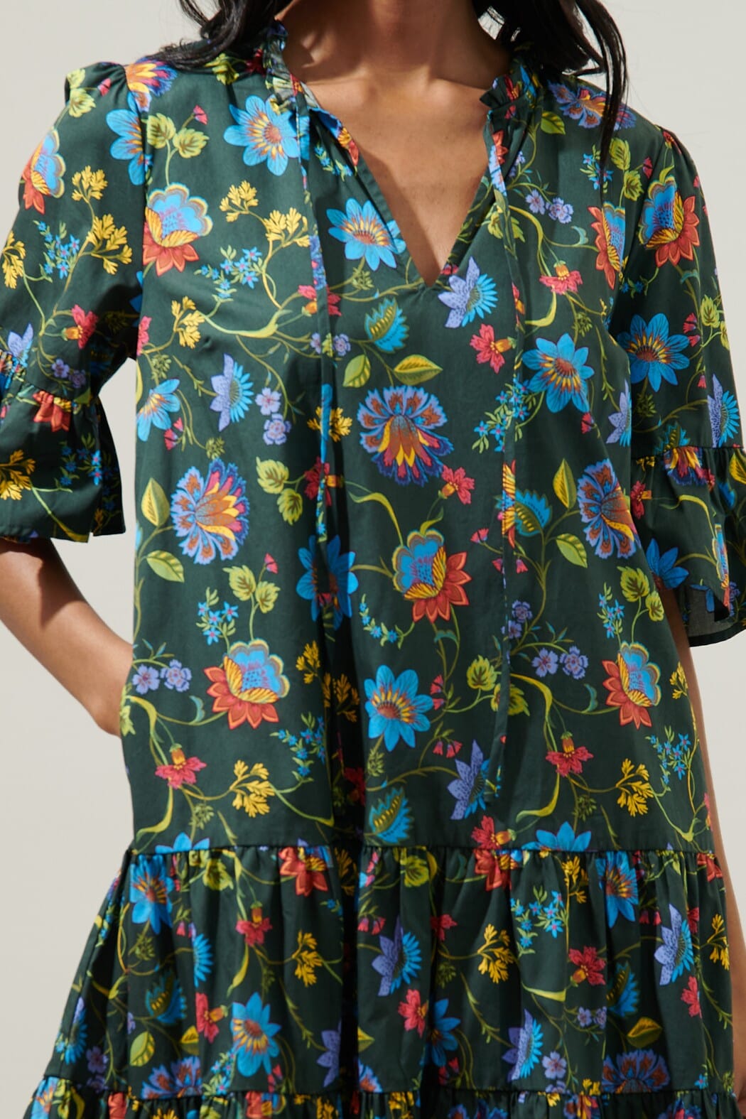 Topeaka Floral Auggie Bell Sleeve Shift Dress Sugarlips