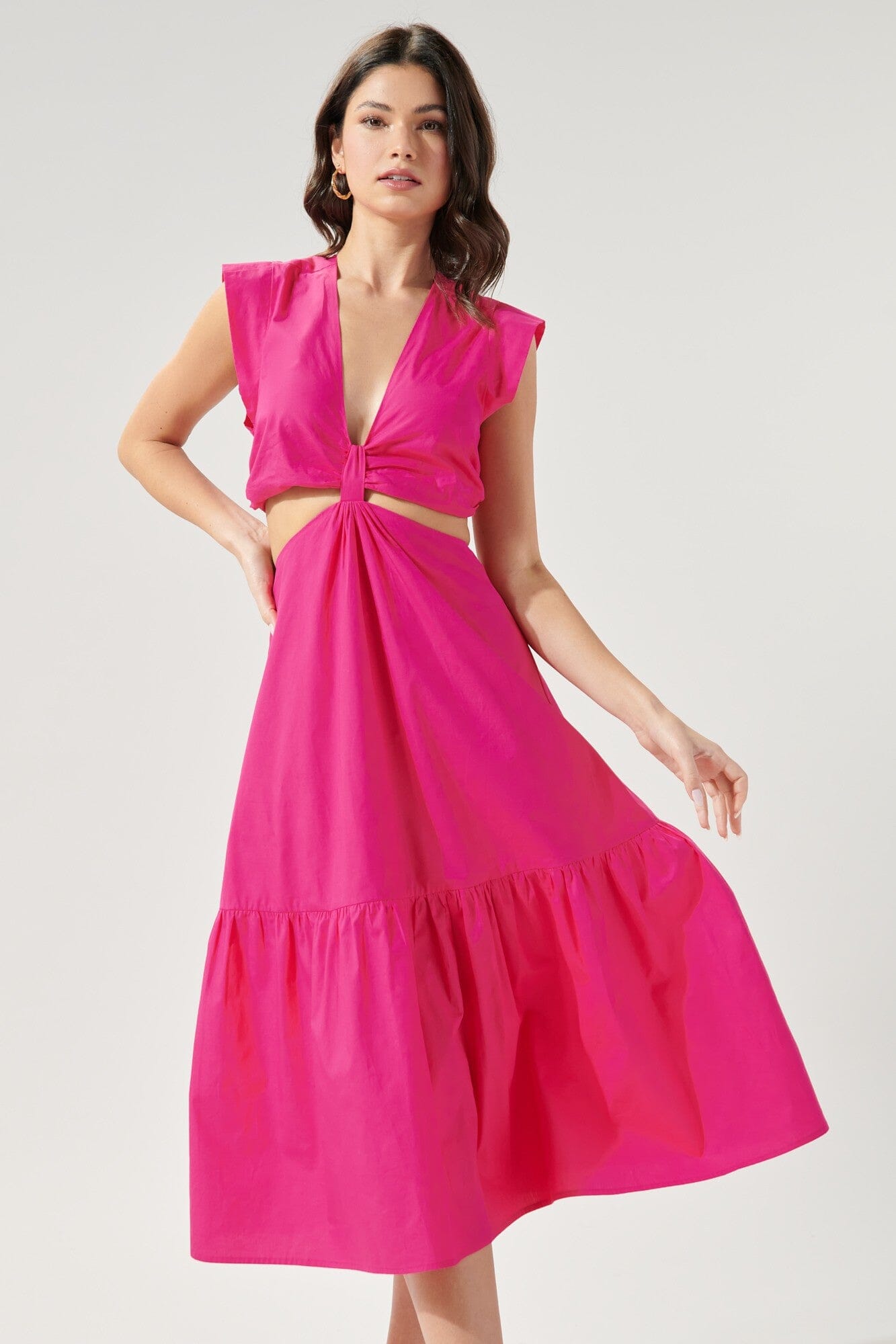 Torie Cut Out Poplin Midi Dress Sugarlips