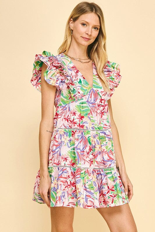 Tropical Floral Flutter Sleeve - Ships May Pinch