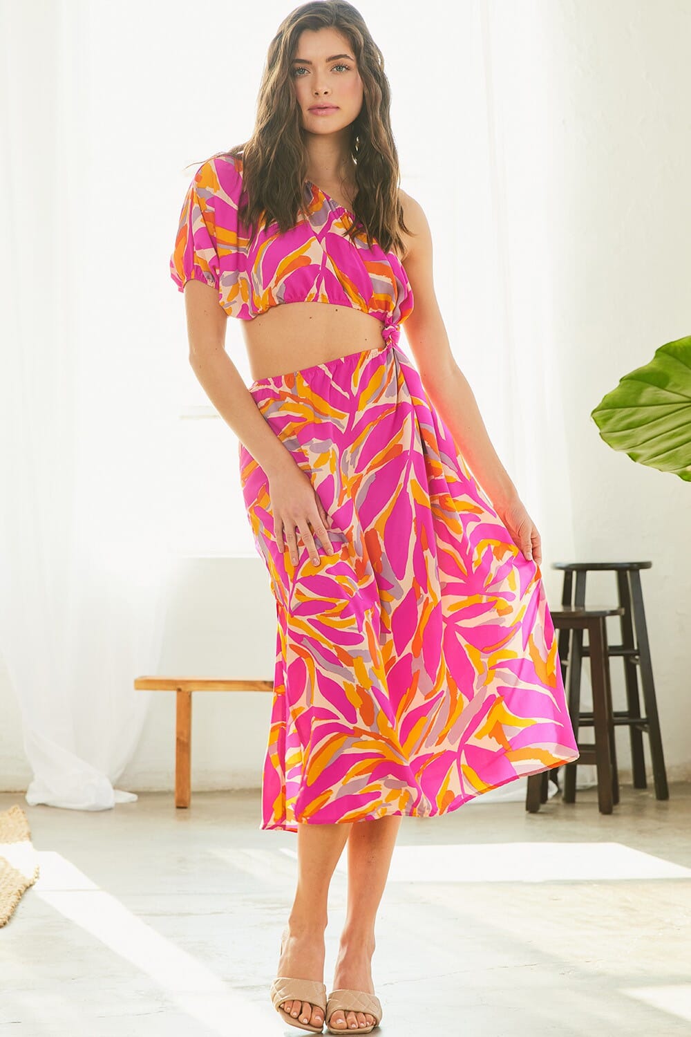 Tropical Print Cut Out Dress FSL Apparel