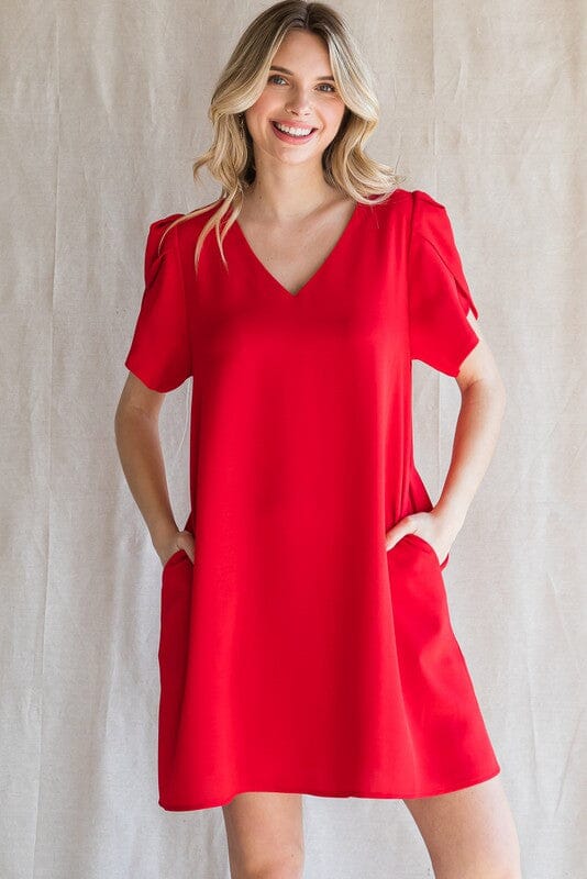 Tucked Tulip Sleeve Dress Jodifl