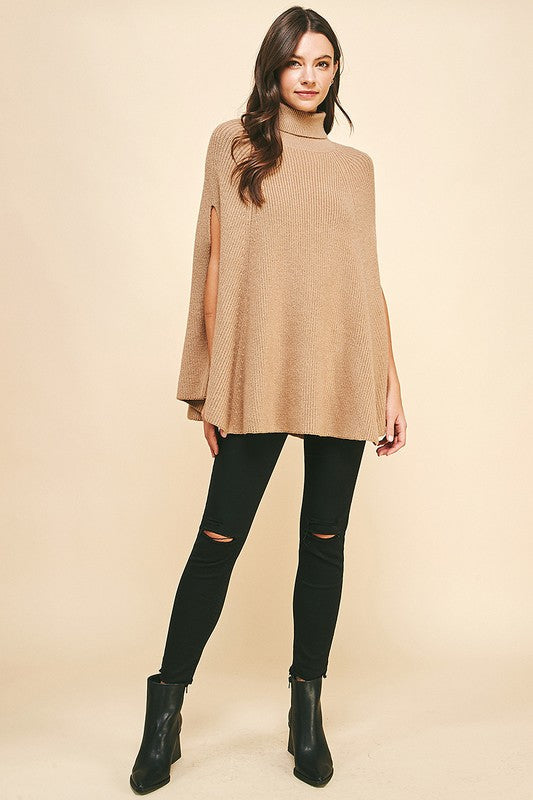 Turtleneck Cape Sweater Pinch