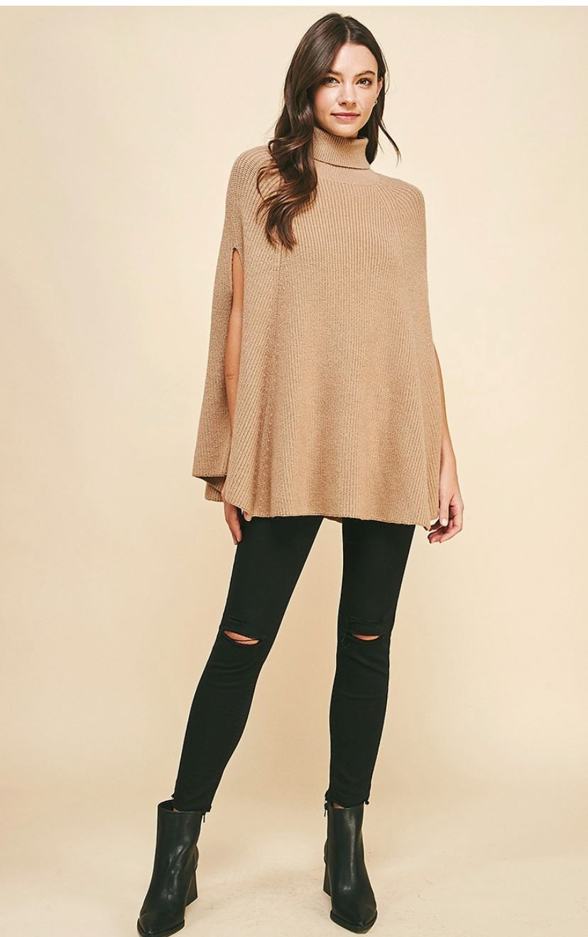 Turtleneck Cape Sweater Pinch