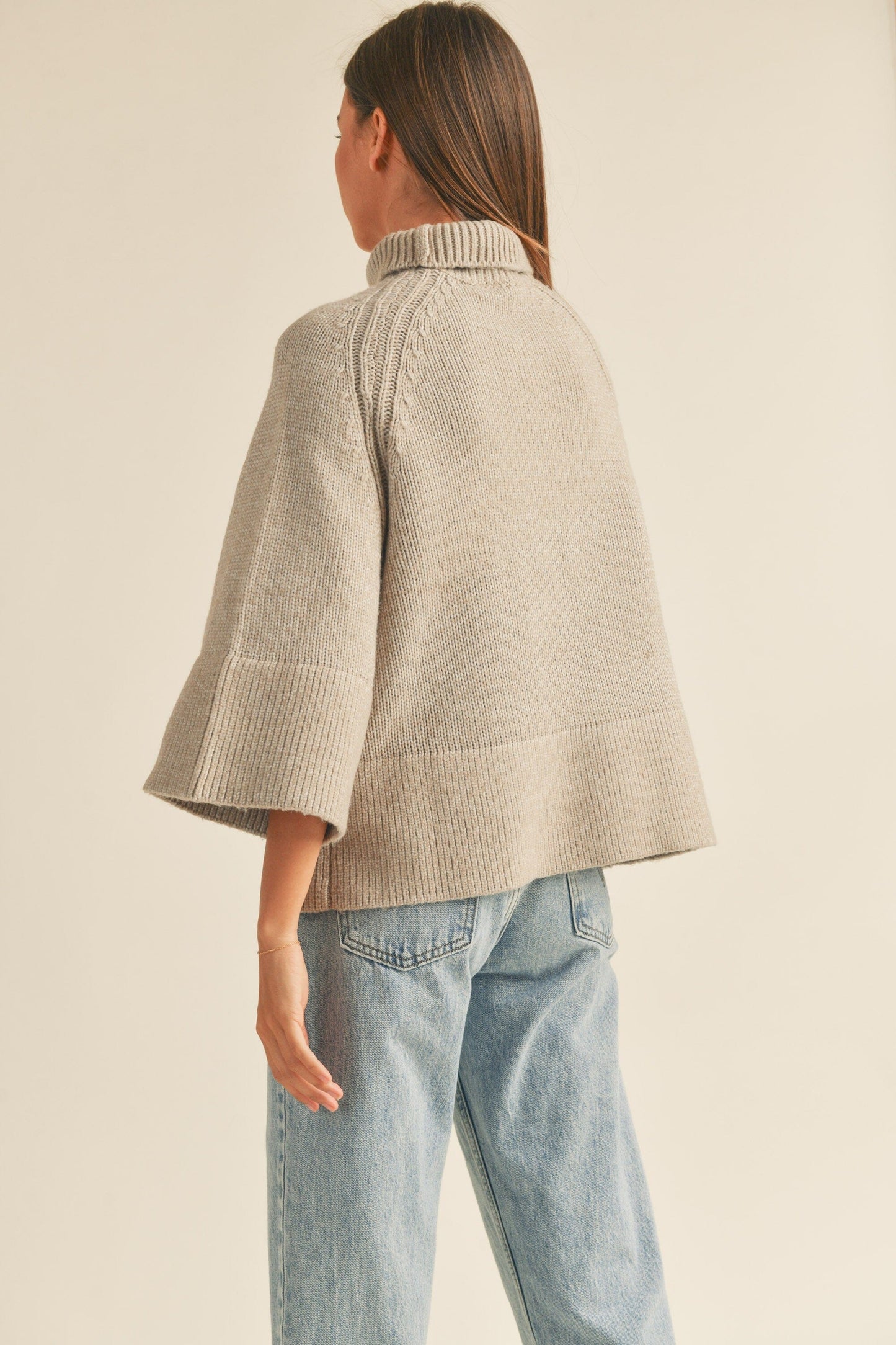 Turtleneck Wide Neck Cape Style Sweater miou muse