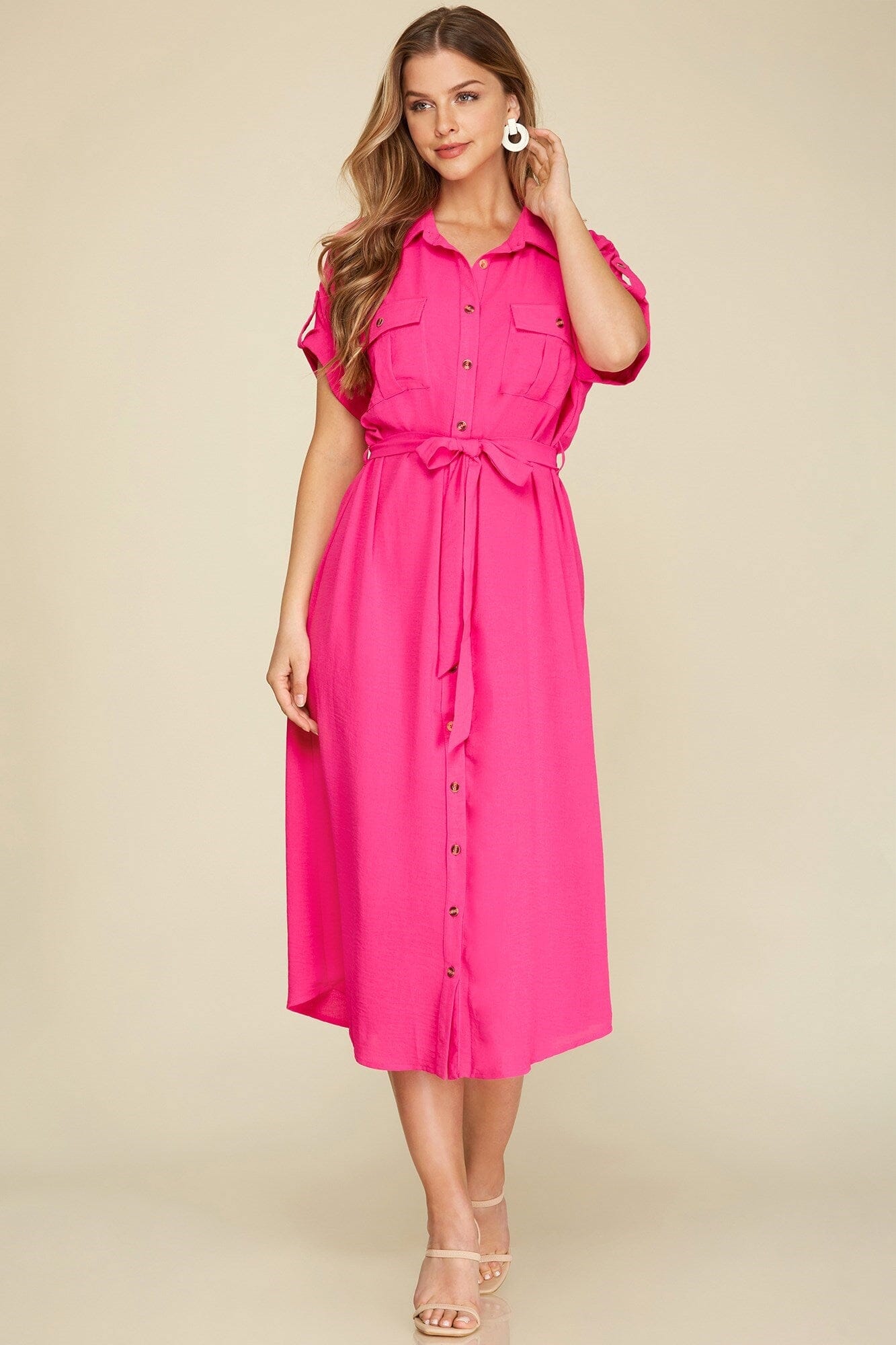 Utility Button-Down Midi she + sky
