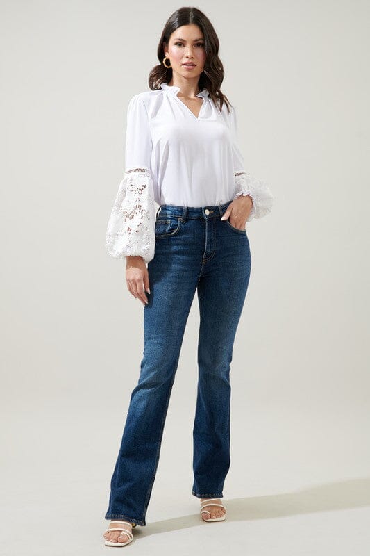 Vasquez Split Neck Lace Balloon Sleeve Blouse Sugarlips