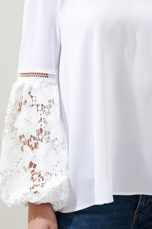 Vasquez Split Neck Lace Balloon Sleeve Blouse Sugarlips