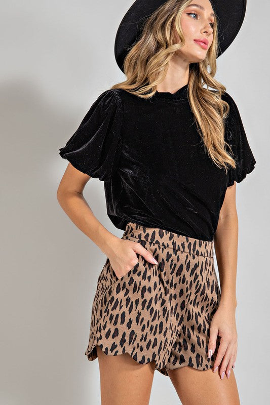 Velvet Bubble Sleeve Top Eesome