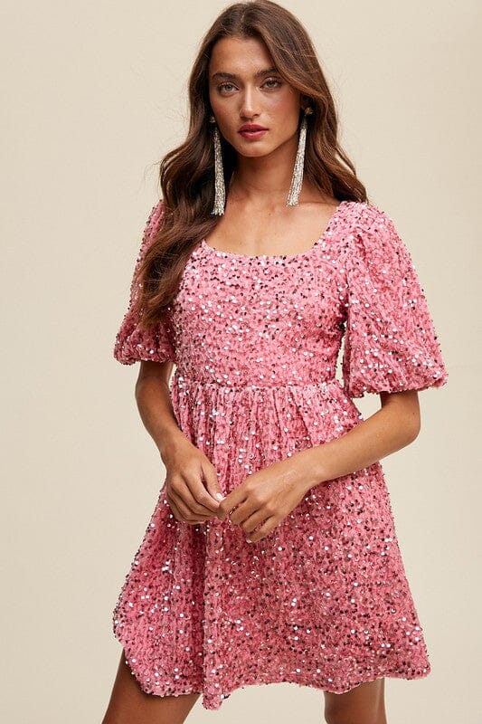 sequin babydoll dress Velvet Sequin Babydoll Dress – SNAP-Something New And Pretty