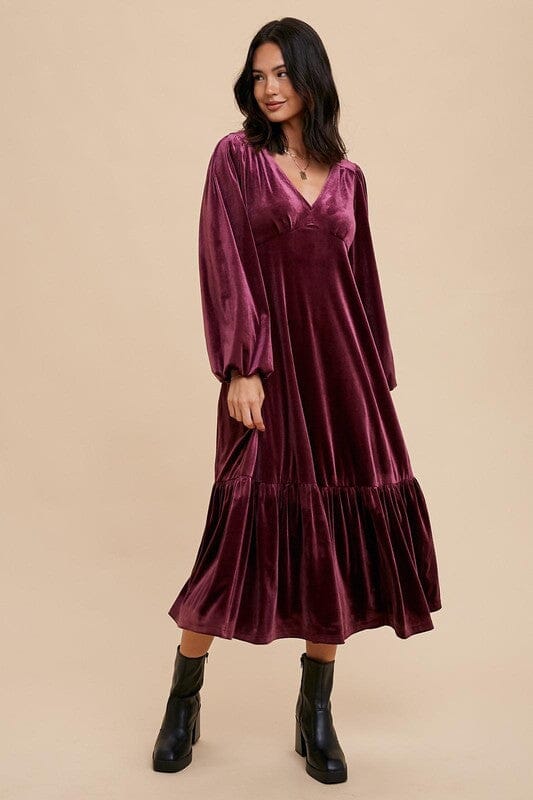Velvet V-Neck Maxi In Loom
