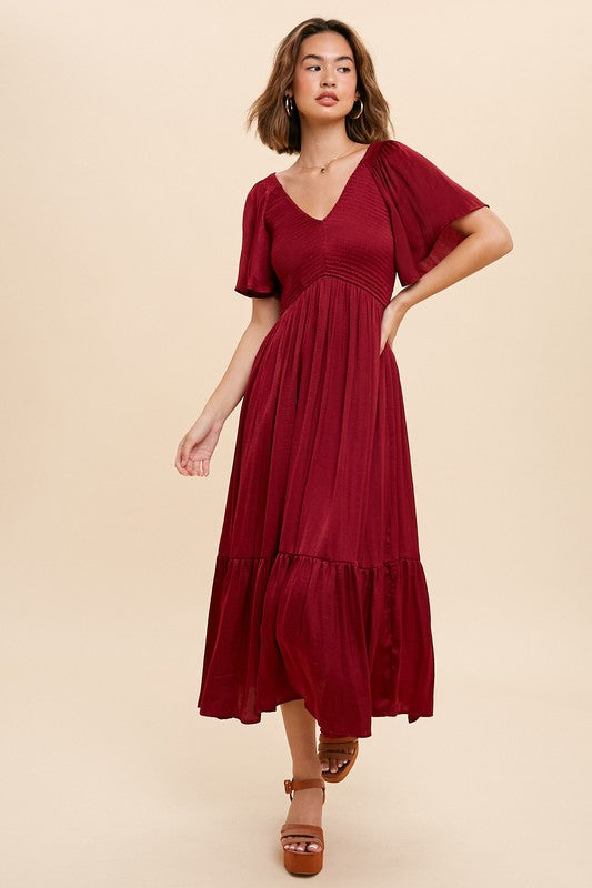Washed Satin Smocked Dress In Loom