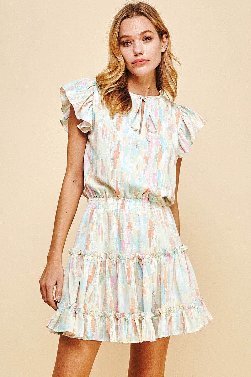Watercolor Print Dress Pinch