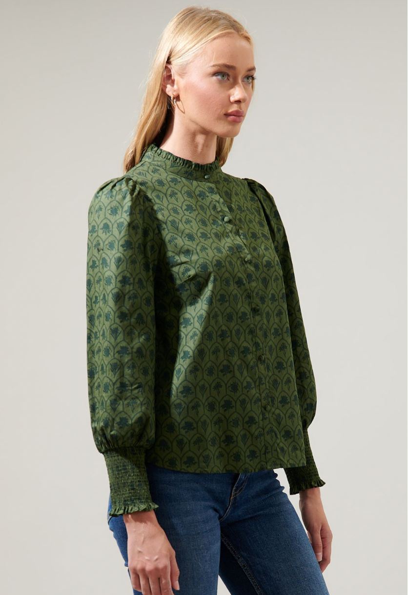 Zinnia Floral Button Down Top Sugarlips