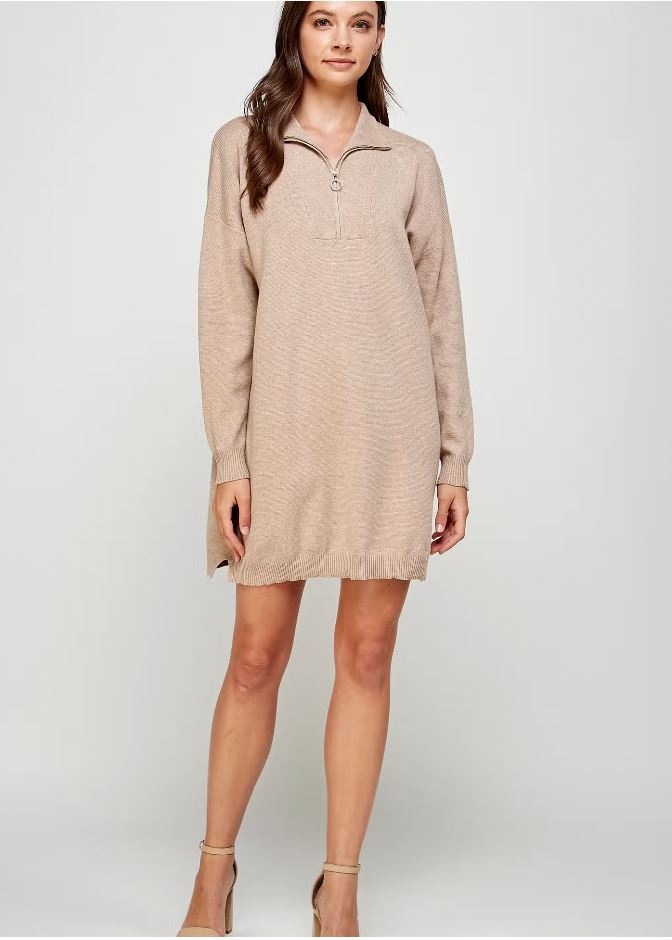 Zipper Knit Dress Sand ellison