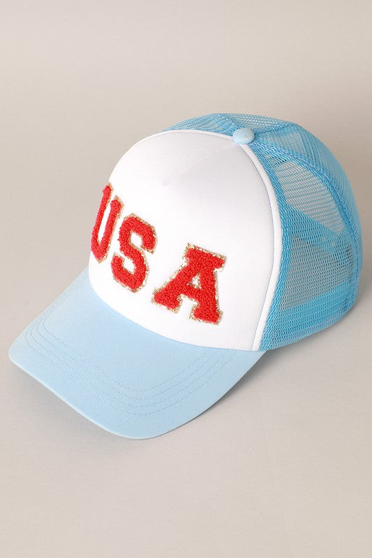 Light Blue USA Trucker Hat