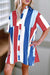 Red, White and Blue Colorblock Shirt Dress
