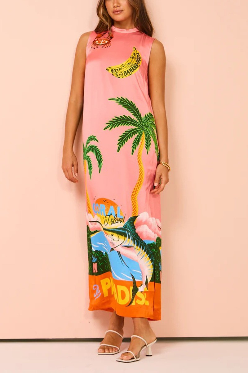 Graphic Print Maxi Tank Dress