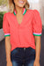 Carrot Colorful Trim V Neck Blouse