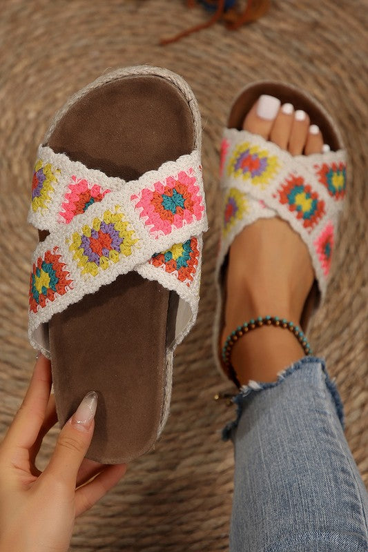 Crochet Floral Slides