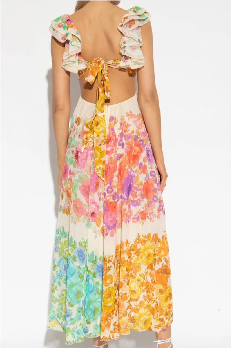 Cascading Floral Maxi Dress