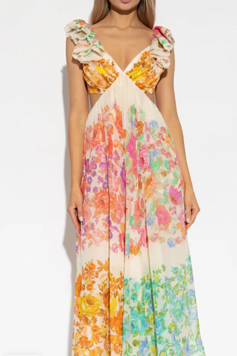 Cascading Floral Maxi Dress