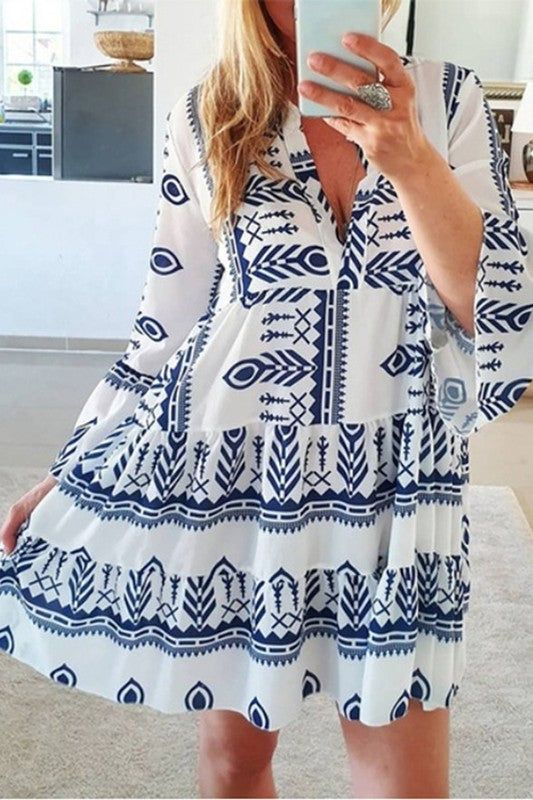 Blue Tribal Print Tunic